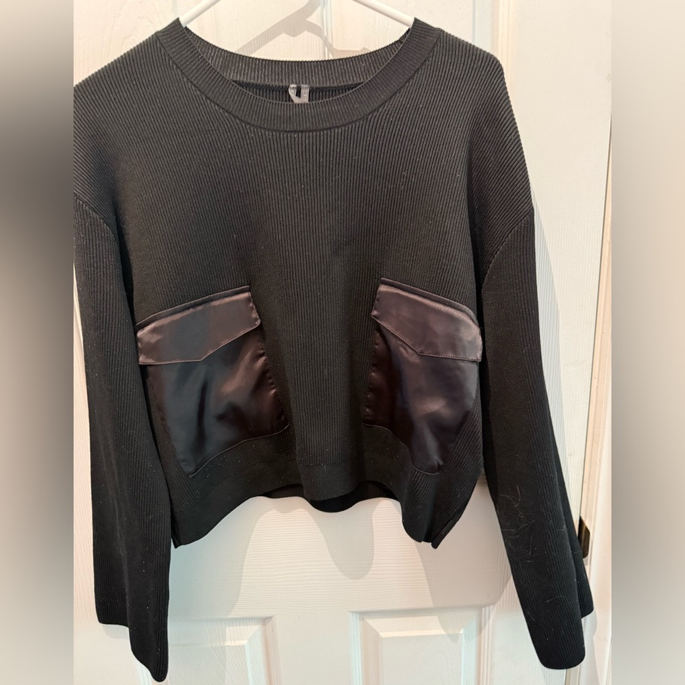 Anthropologie Sweater Medium Black with Front Pockets